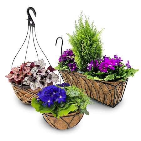 Coco Fiber Grower Hanging Baskets, Patio and Wall Planters